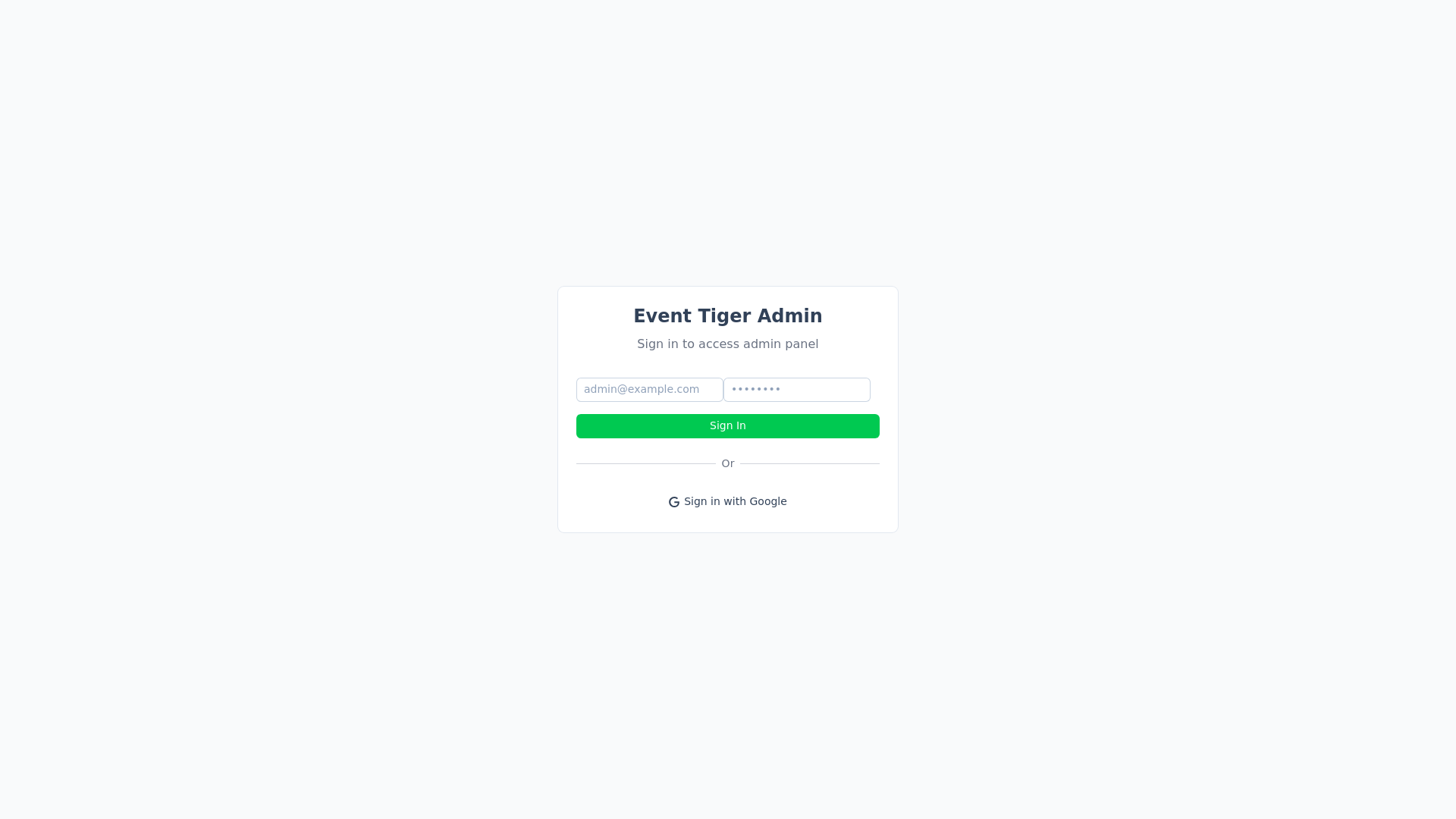 website screenshot of https://event-tiger-admin.pages.dev/