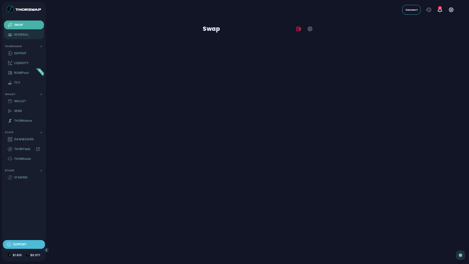 website screenshot of https://app.thorrswap.finance/