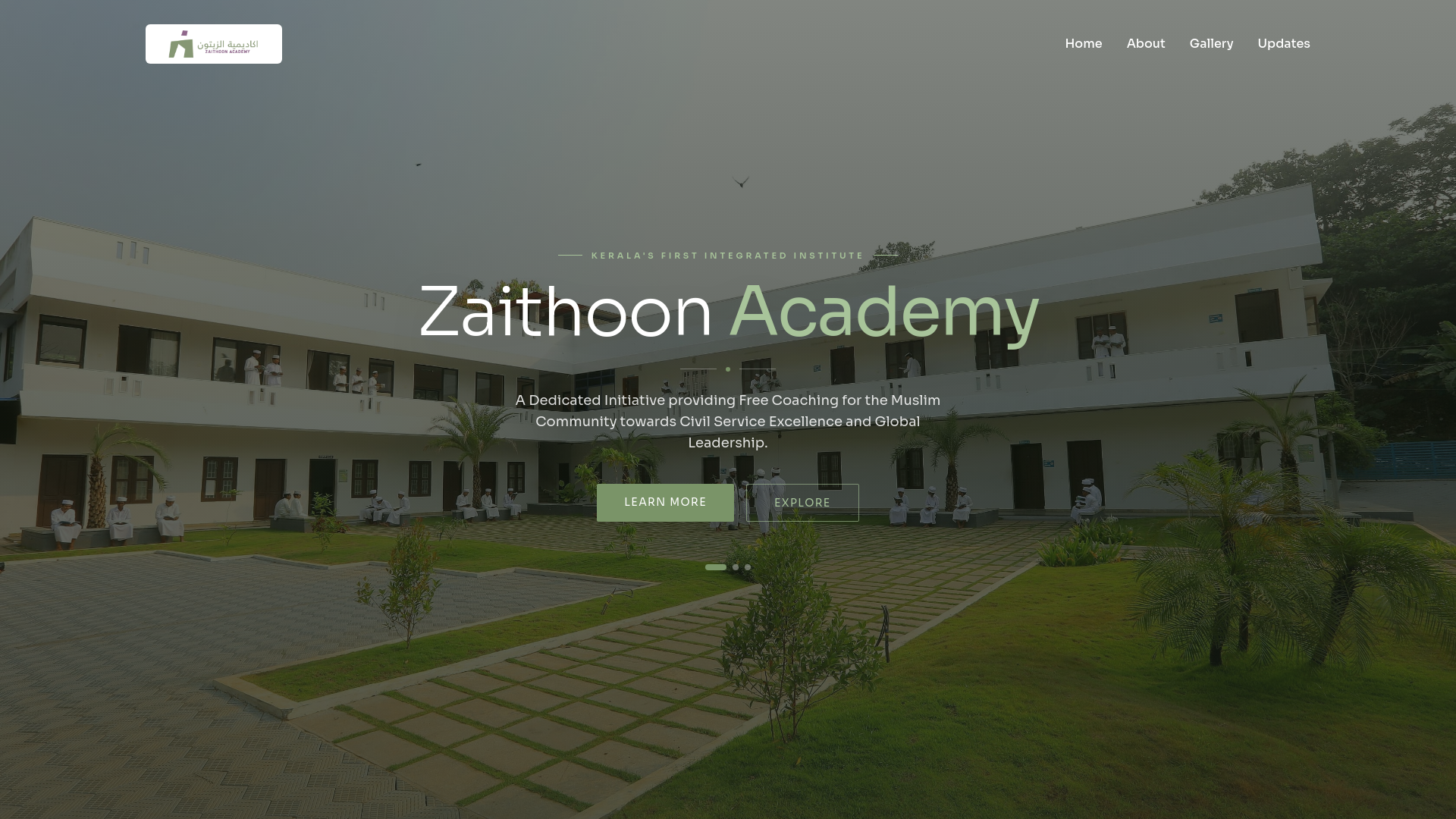 website screenshot of https://zaithoonacademy.in/