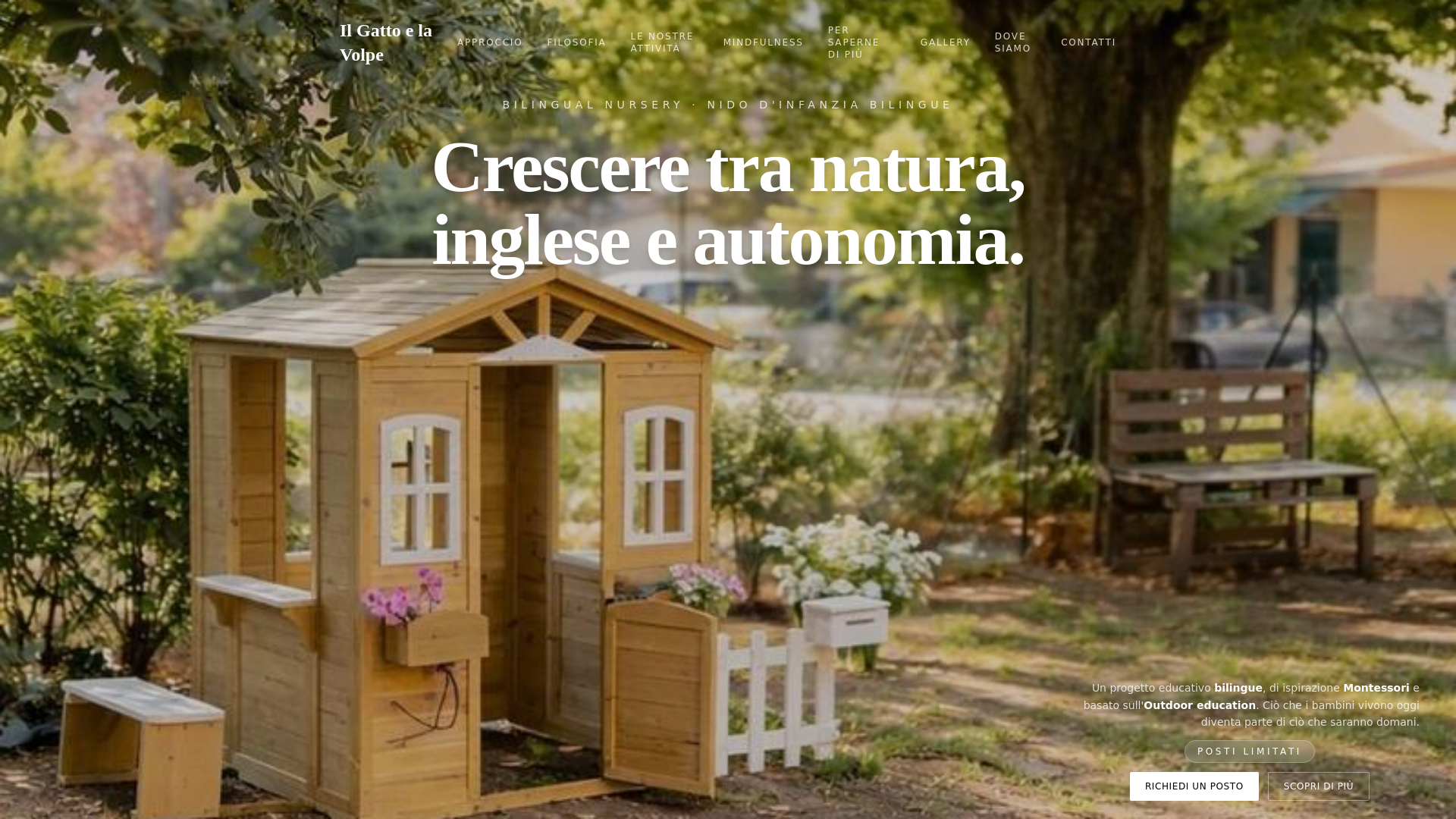 website screenshot of https://nidobilingueilgattoelavolpe.it