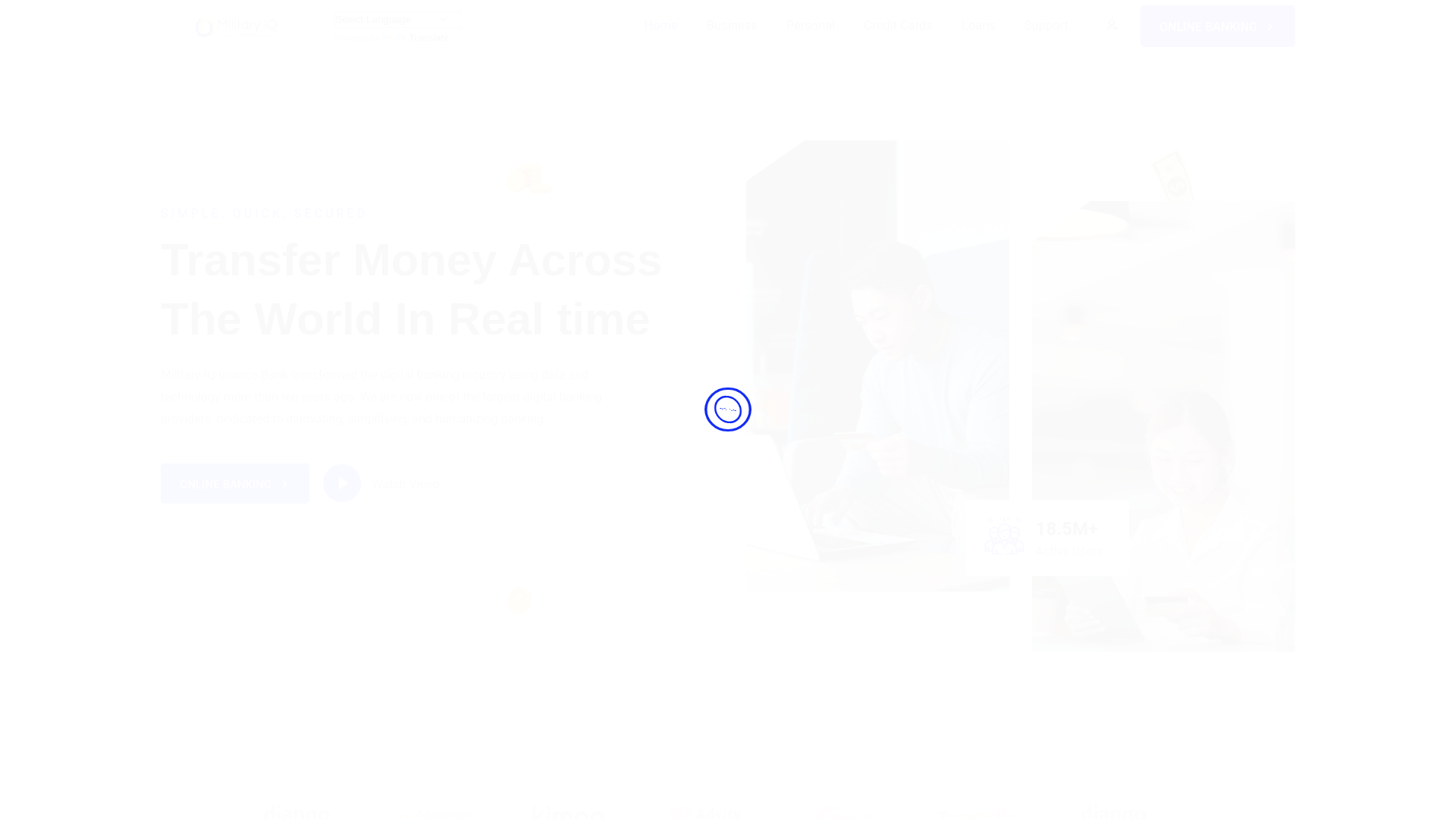 website screenshot of https://militaryiqfinance.cash/