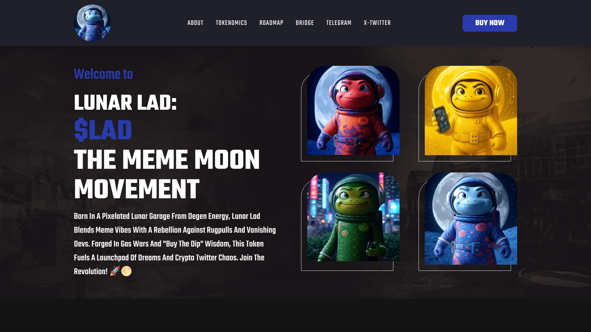 website screenshot of https://lunarlad.net/
