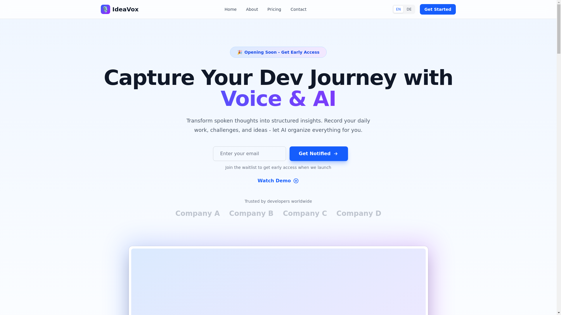 website screenshot of https://ideavox-site.pages.dev/