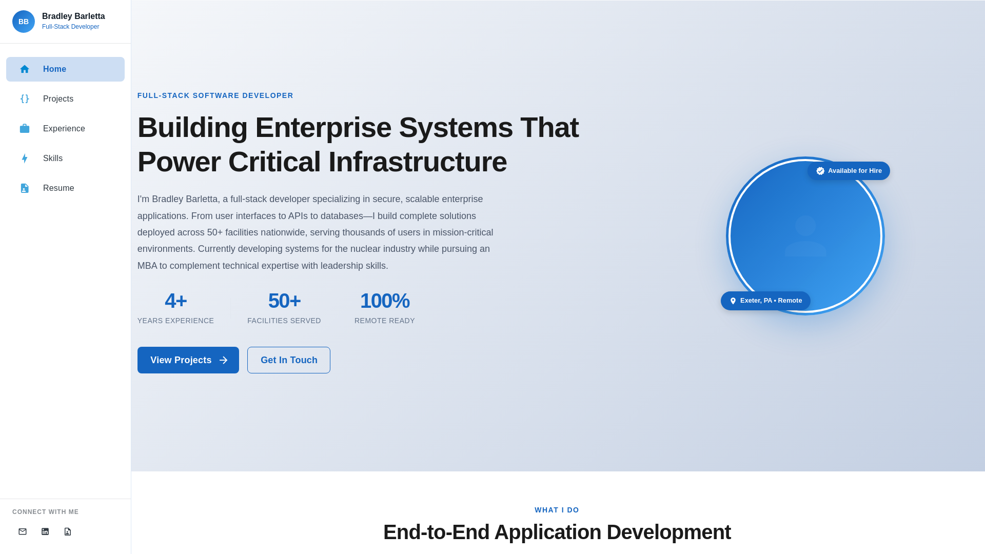 website screenshot of https://bradleybarletta.com/