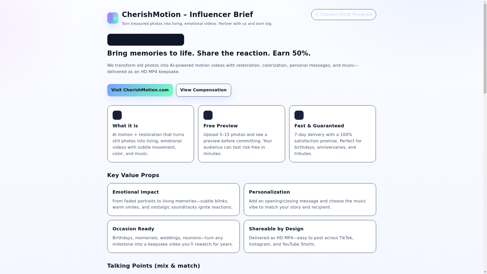 website screenshot of https://influencer-first.pages.dev/