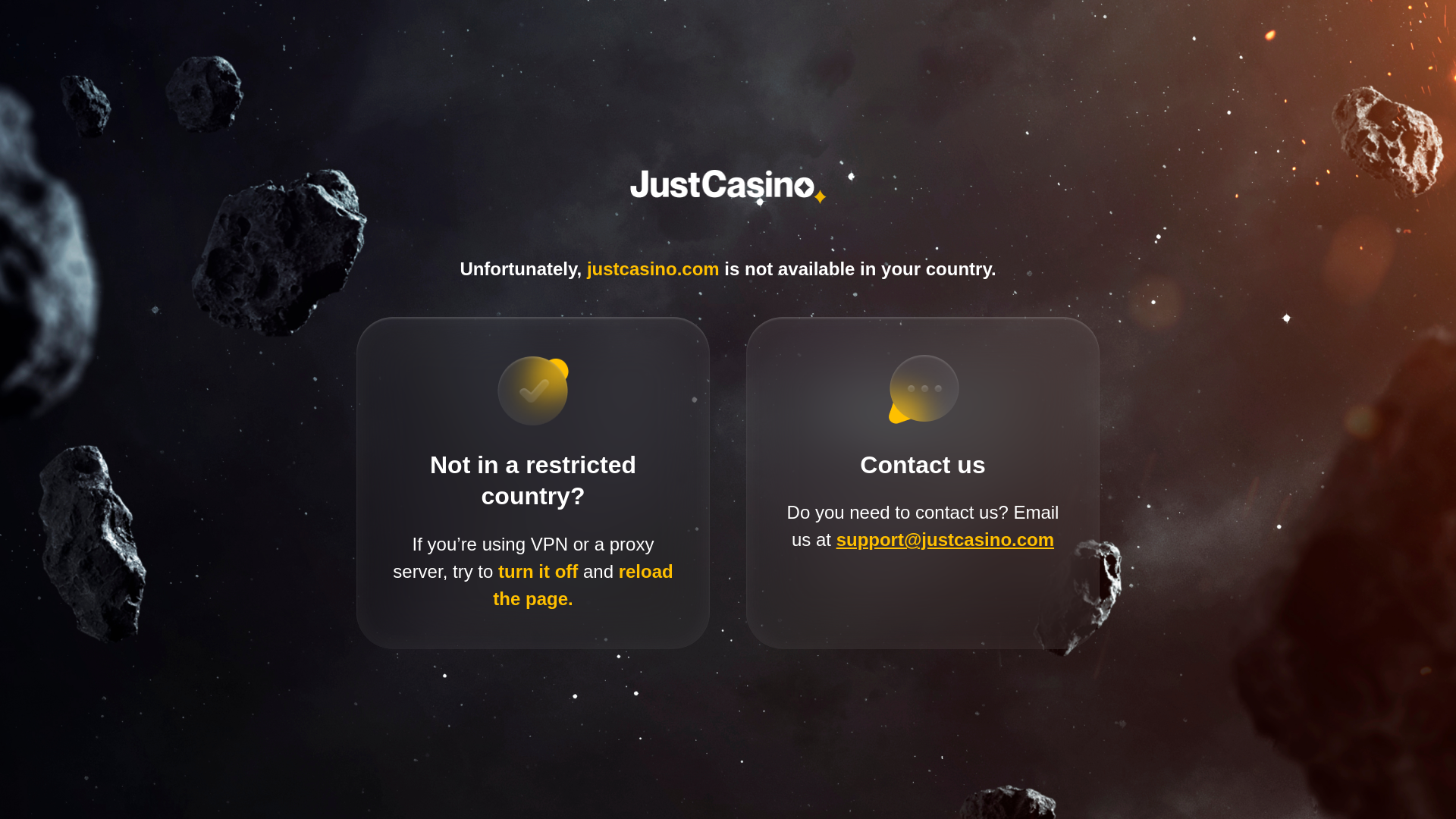 website screenshot of https://justcasino829.com/