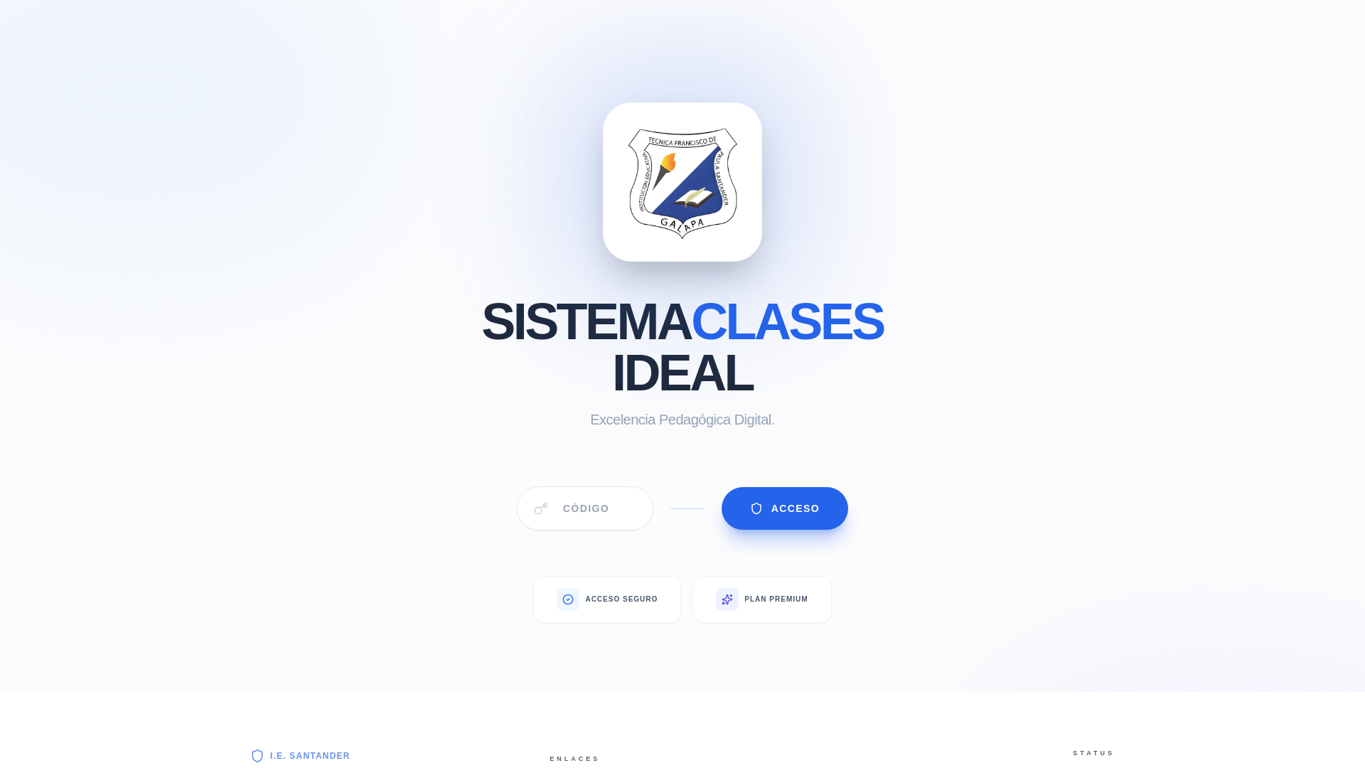 website screenshot of https://sistemaclasesideal.com/
