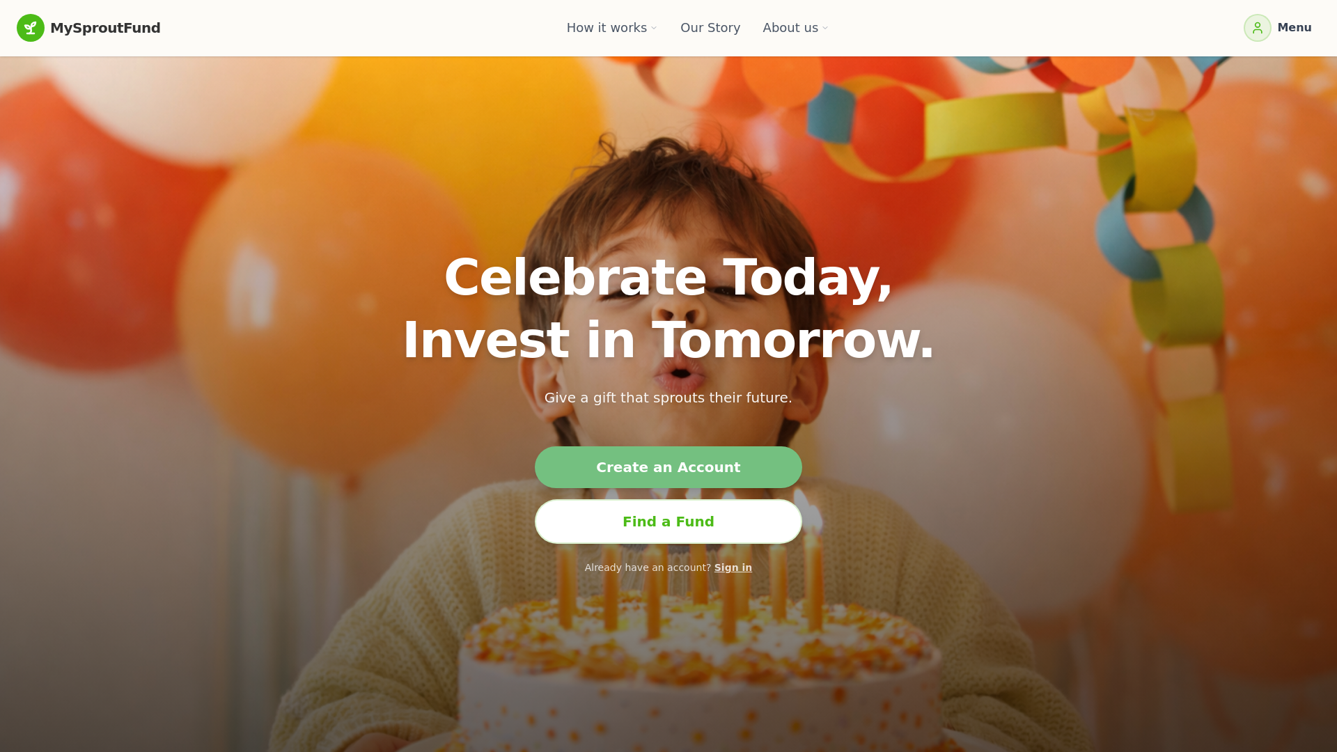 website screenshot of https://mysproutfund.com/