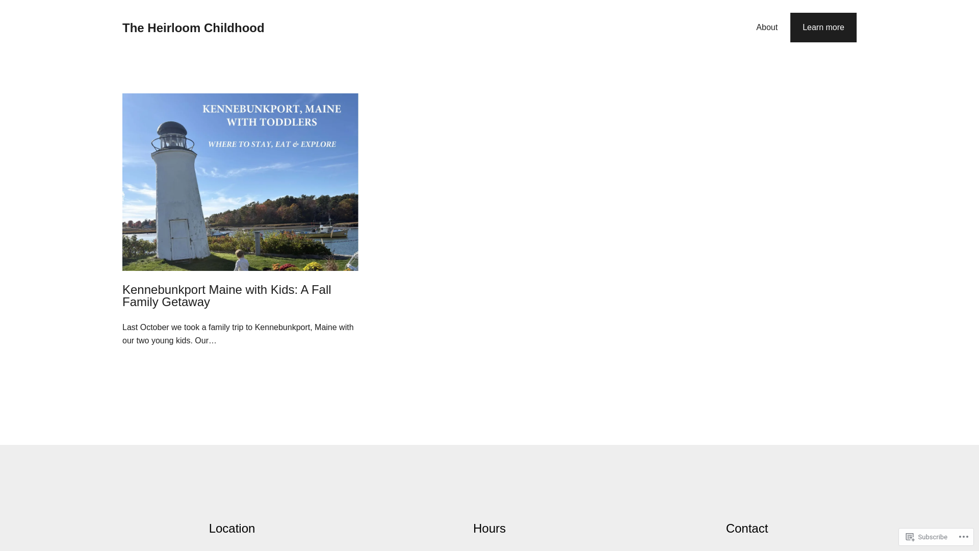 website screenshot of https://theheirloomchildhood.blog/