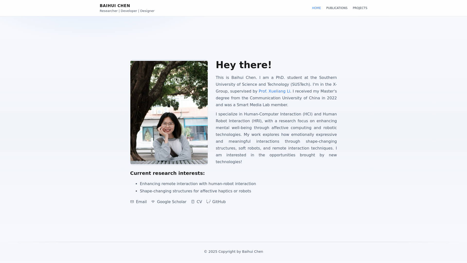 website screenshot of https://chen-baihui.com/