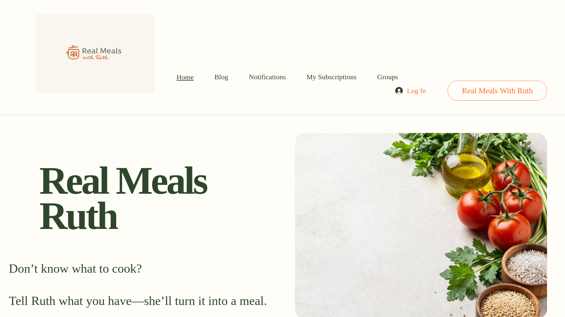 website screenshot of https://realmealswithruth.com/