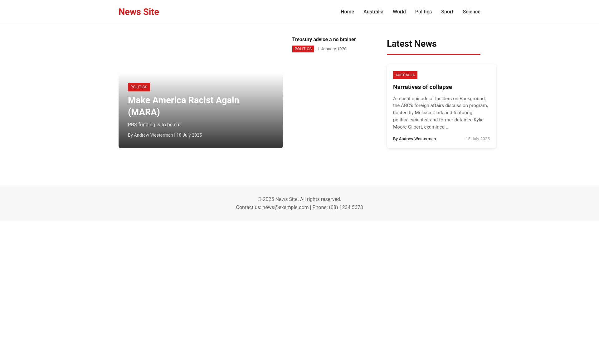 website screenshot of https://not-the-abc.net/