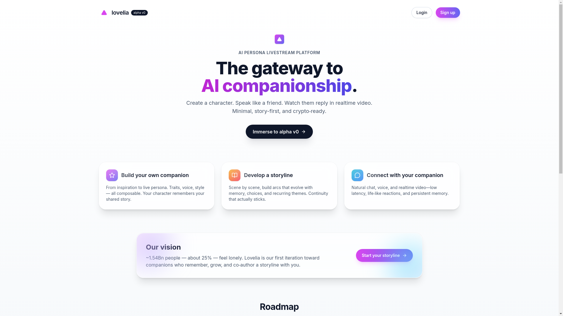 website screenshot of https://lovelia.fun/