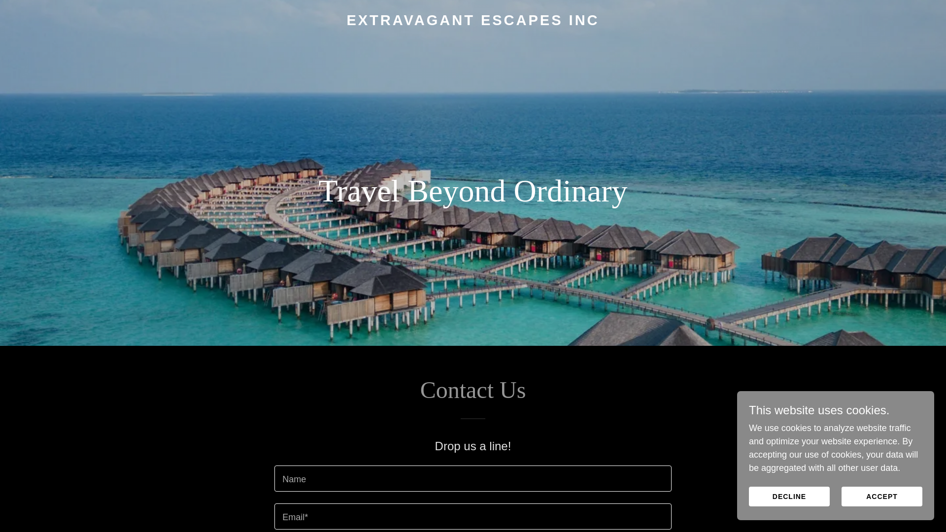 website screenshot of https://extravagantescapesinc.com/