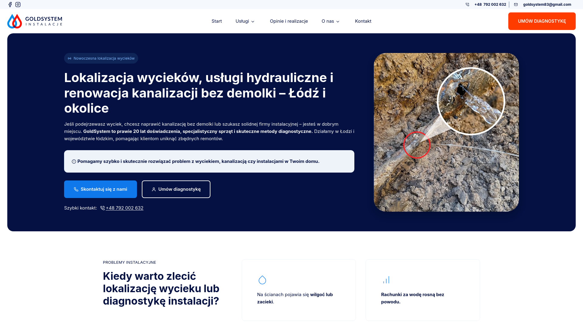 website screenshot of https://instalacje-goldsystem.pl