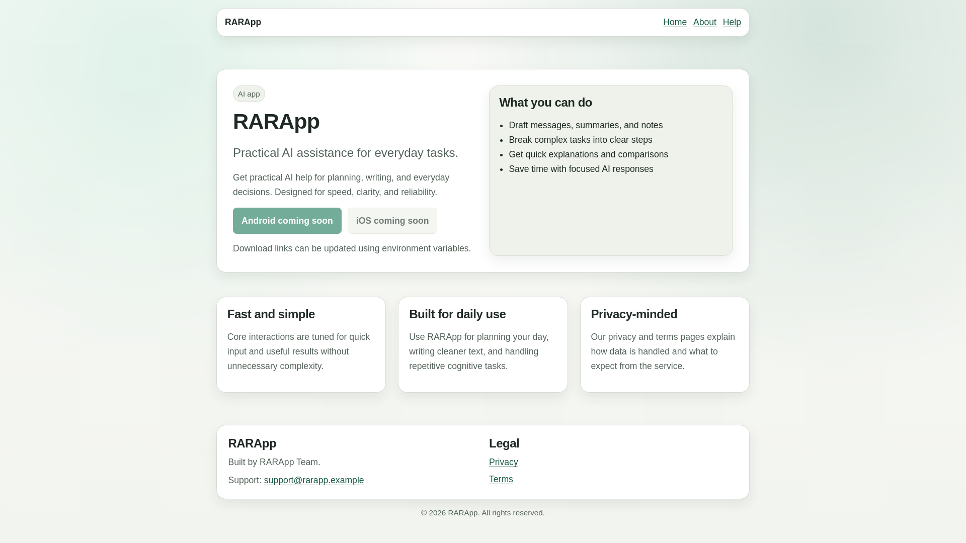 website screenshot of https://rarapp.pages.dev/