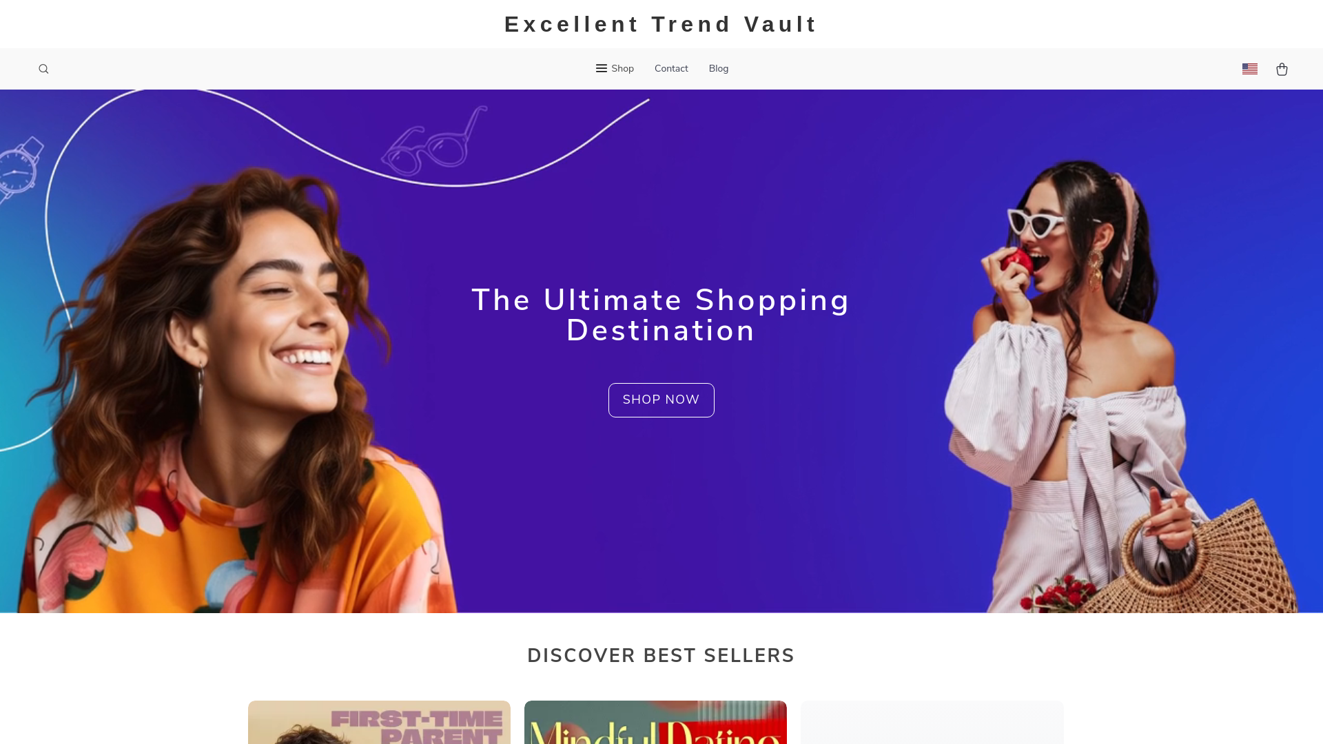website screenshot of https://excellenttrendvault.shop