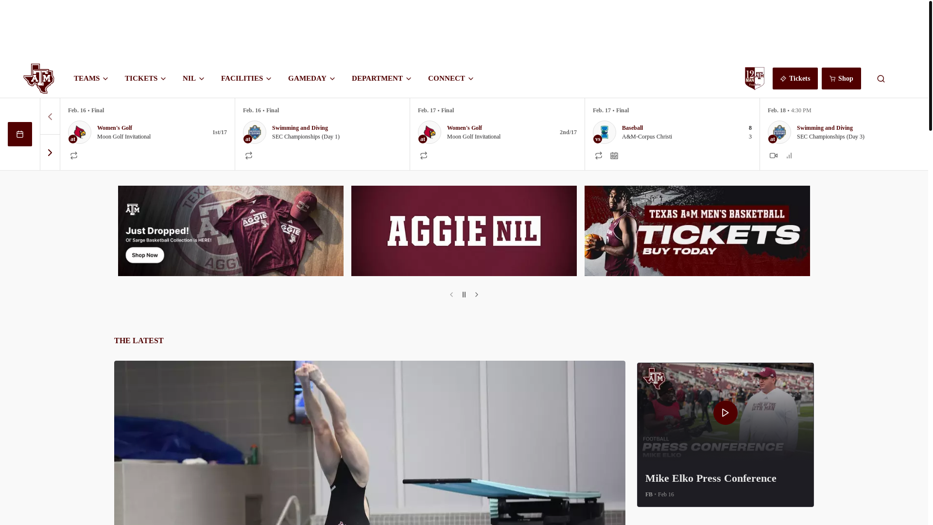 website screenshot of https://12thman.com/