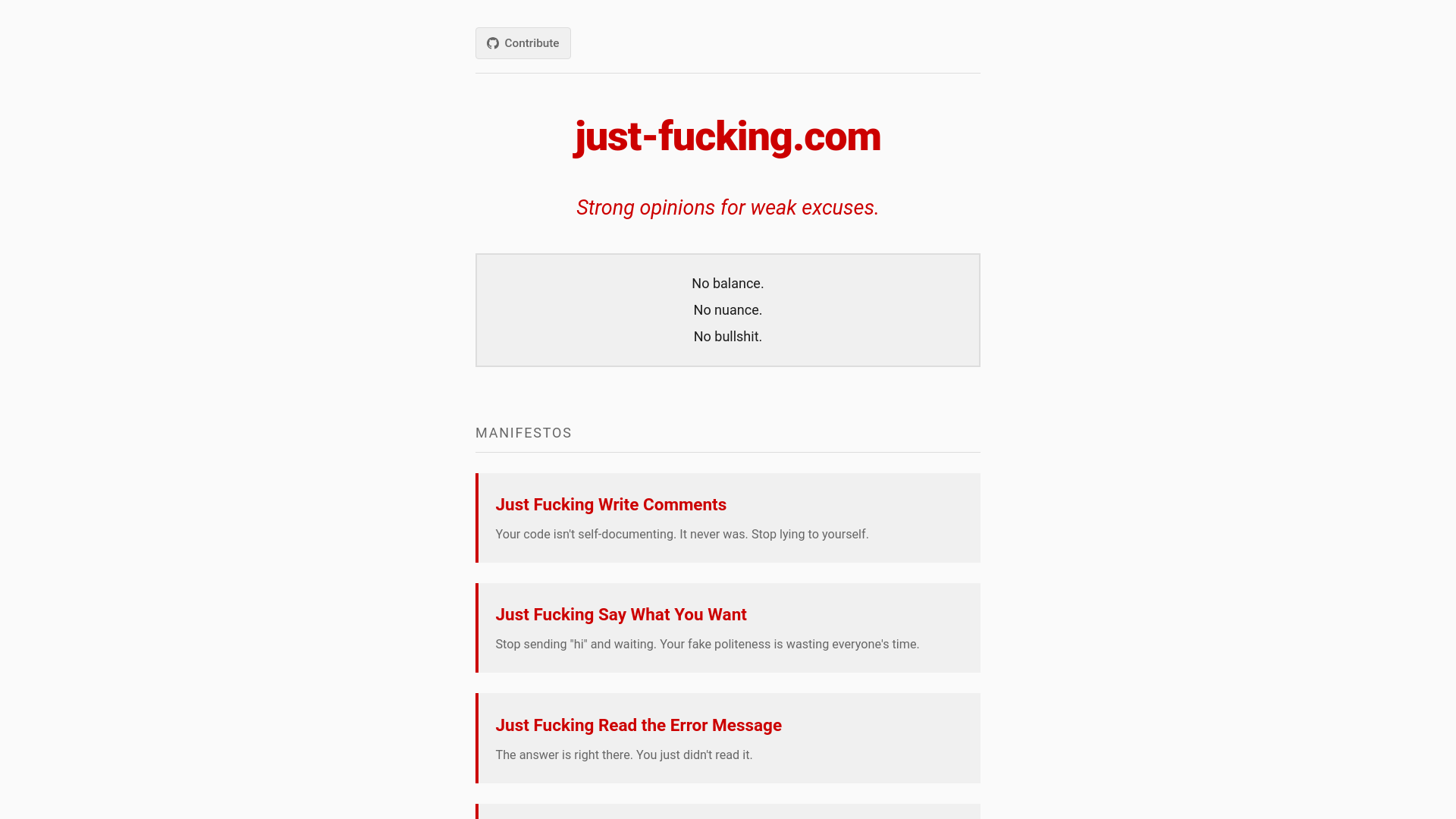 website screenshot of https://just-fucking-com.pages.dev/