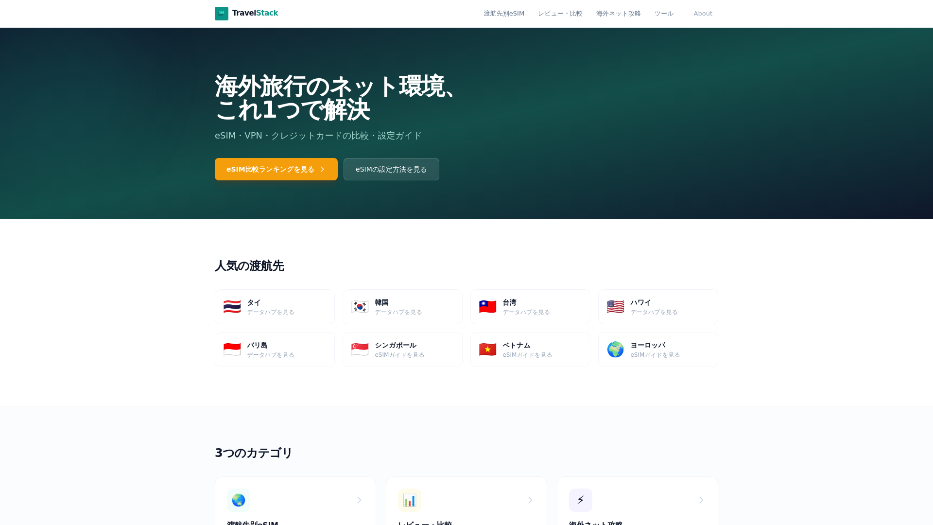 website screenshot of https://travelstack.jp/