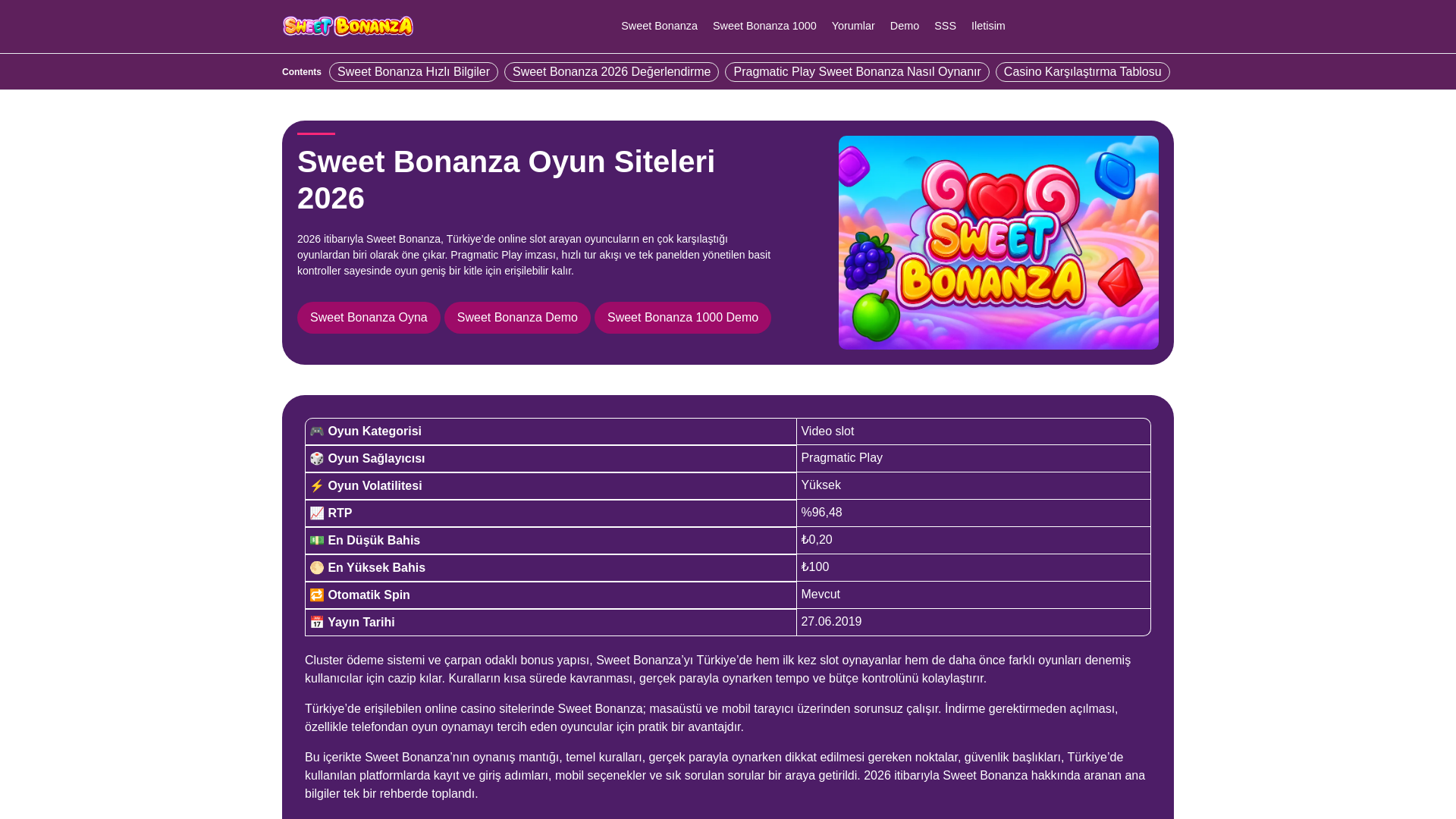 website screenshot of https://sweetbonanzatr.ink