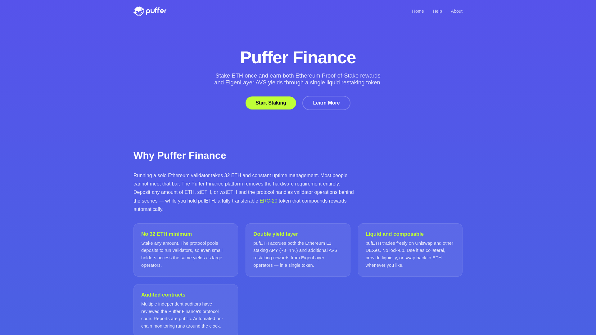 website screenshot of https://puffer-finance.com