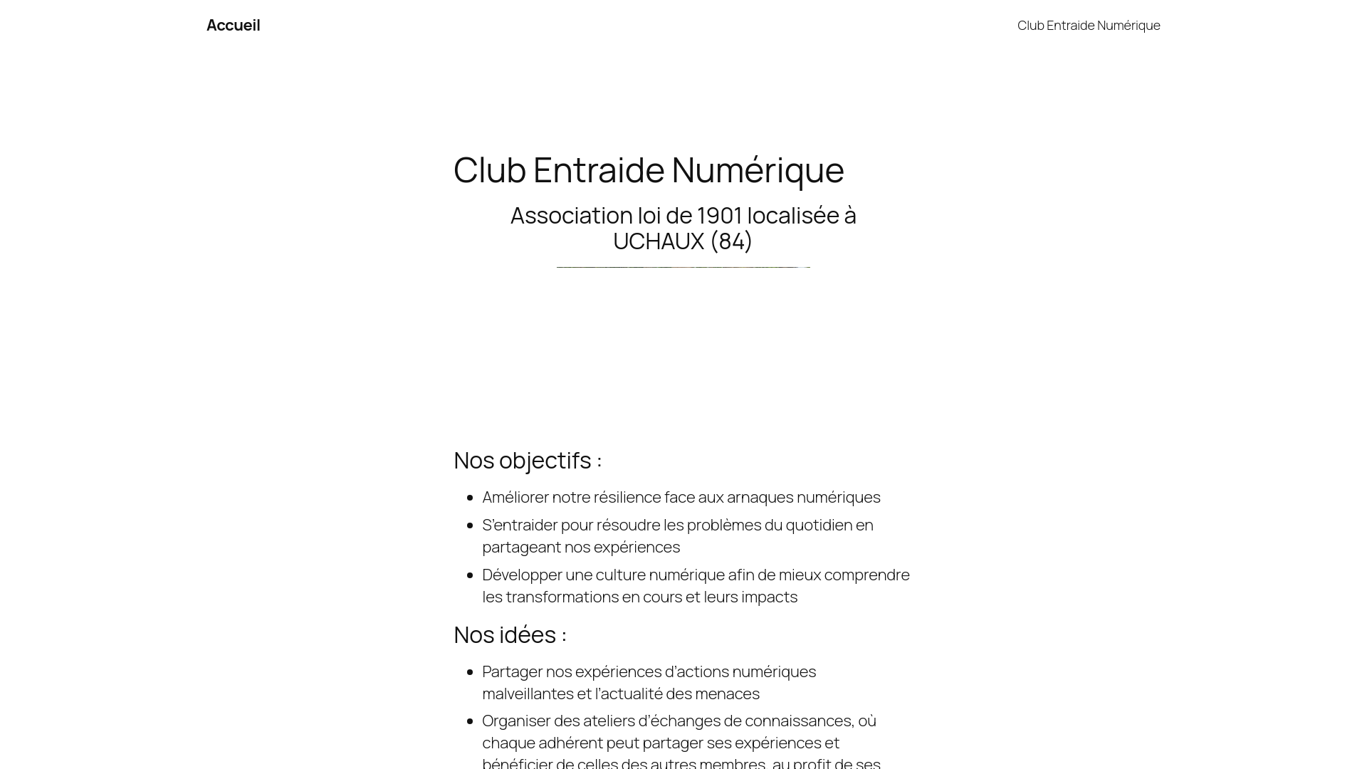 website screenshot of https://clubentraidenumerique.fr/