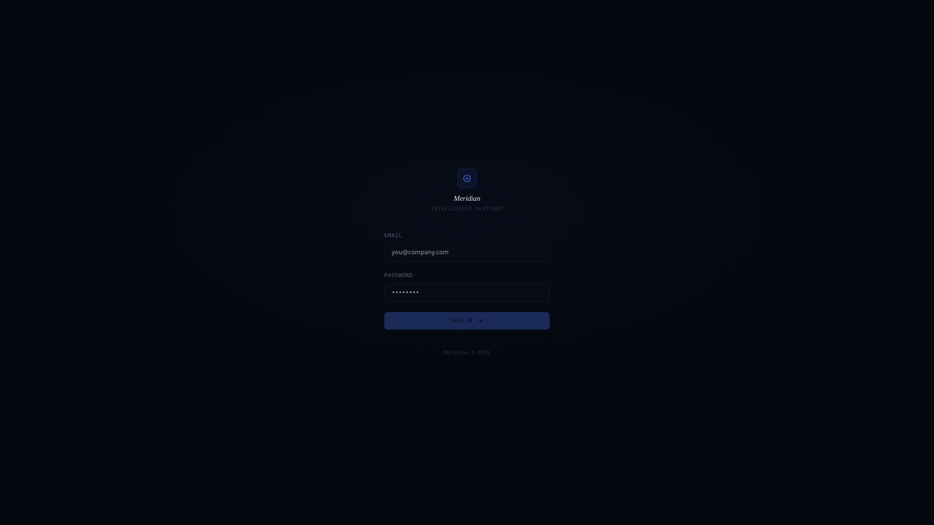 website screenshot of https://meridianintel.so
