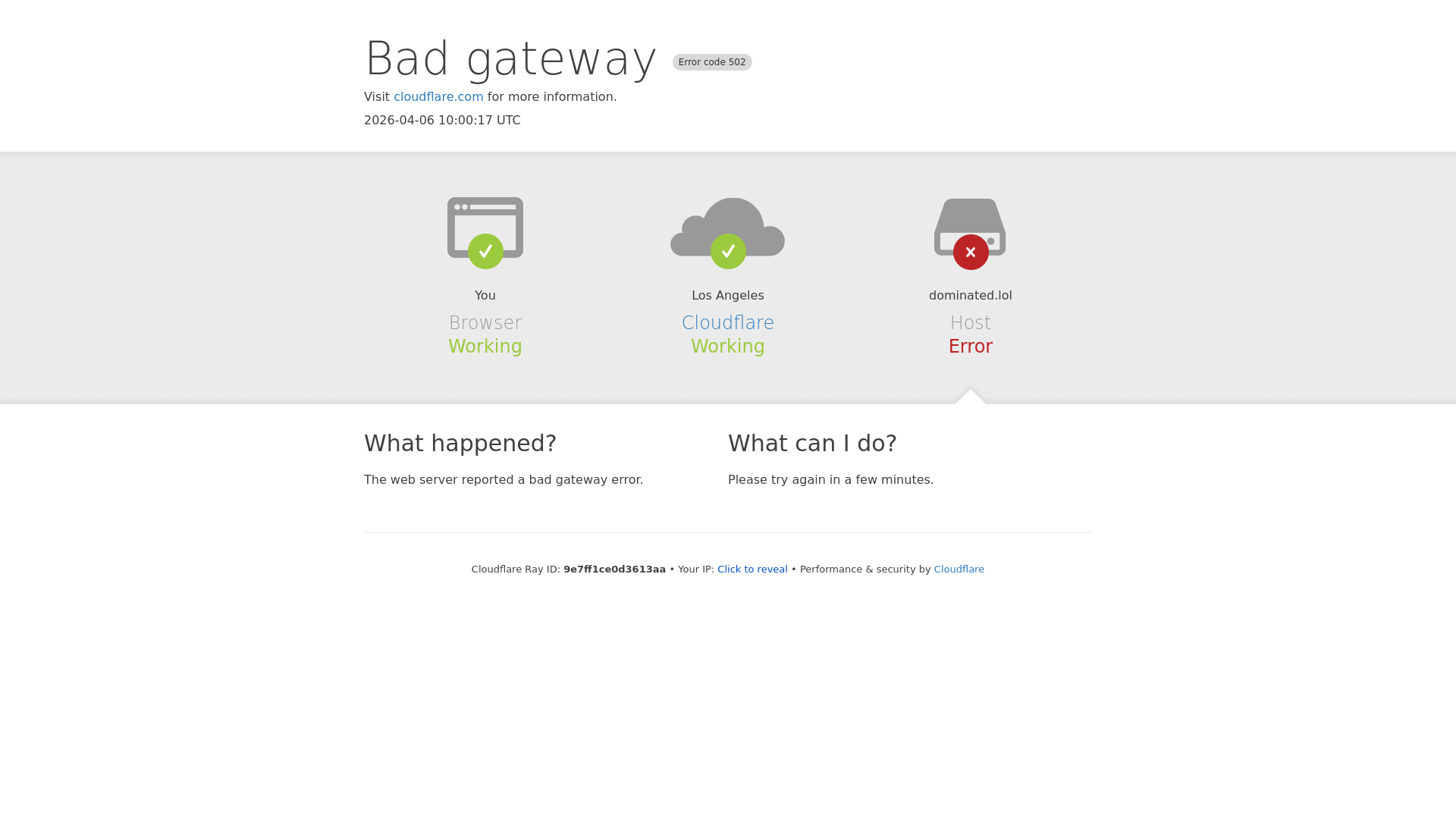 website screenshot of https://dominated.lol