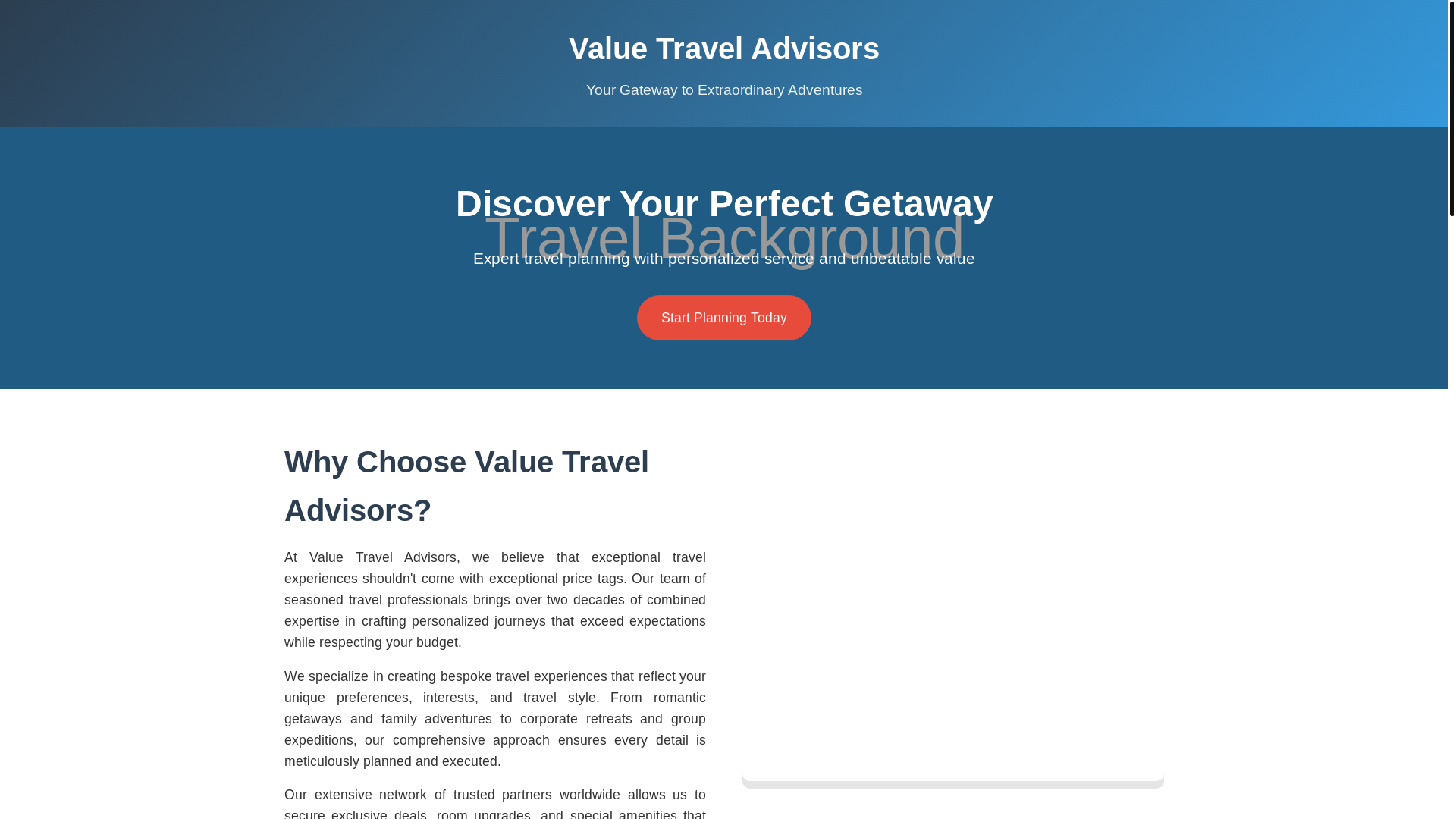 website screenshot of https://valuetraveladvisors.best/