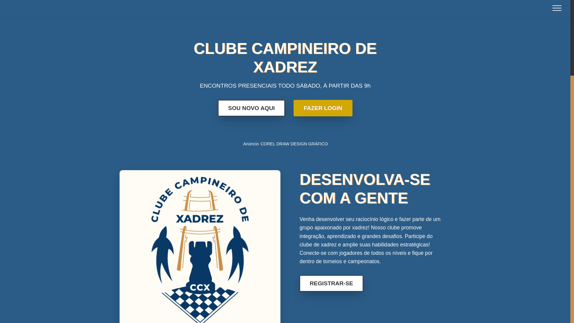 website screenshot of https://clubecampineirodexadrez.com.br/