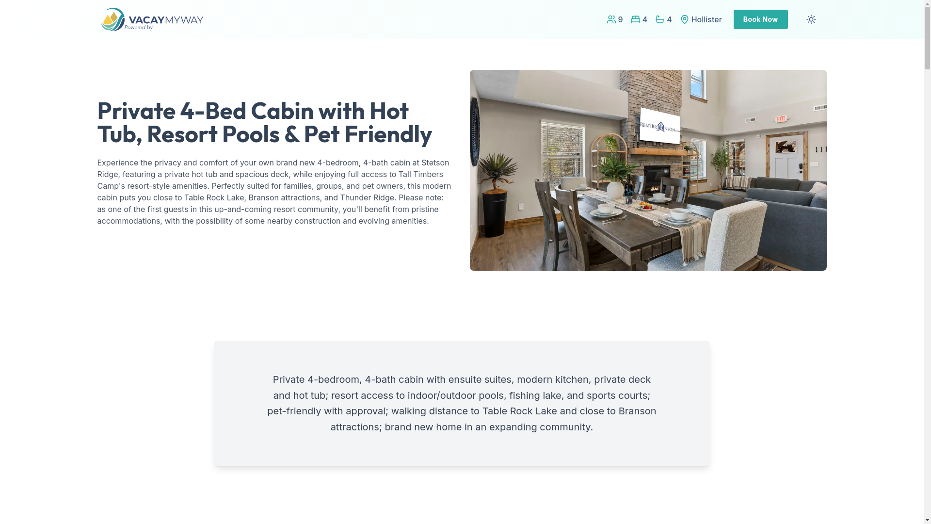 website screenshot of https://memoryridge.vacations/