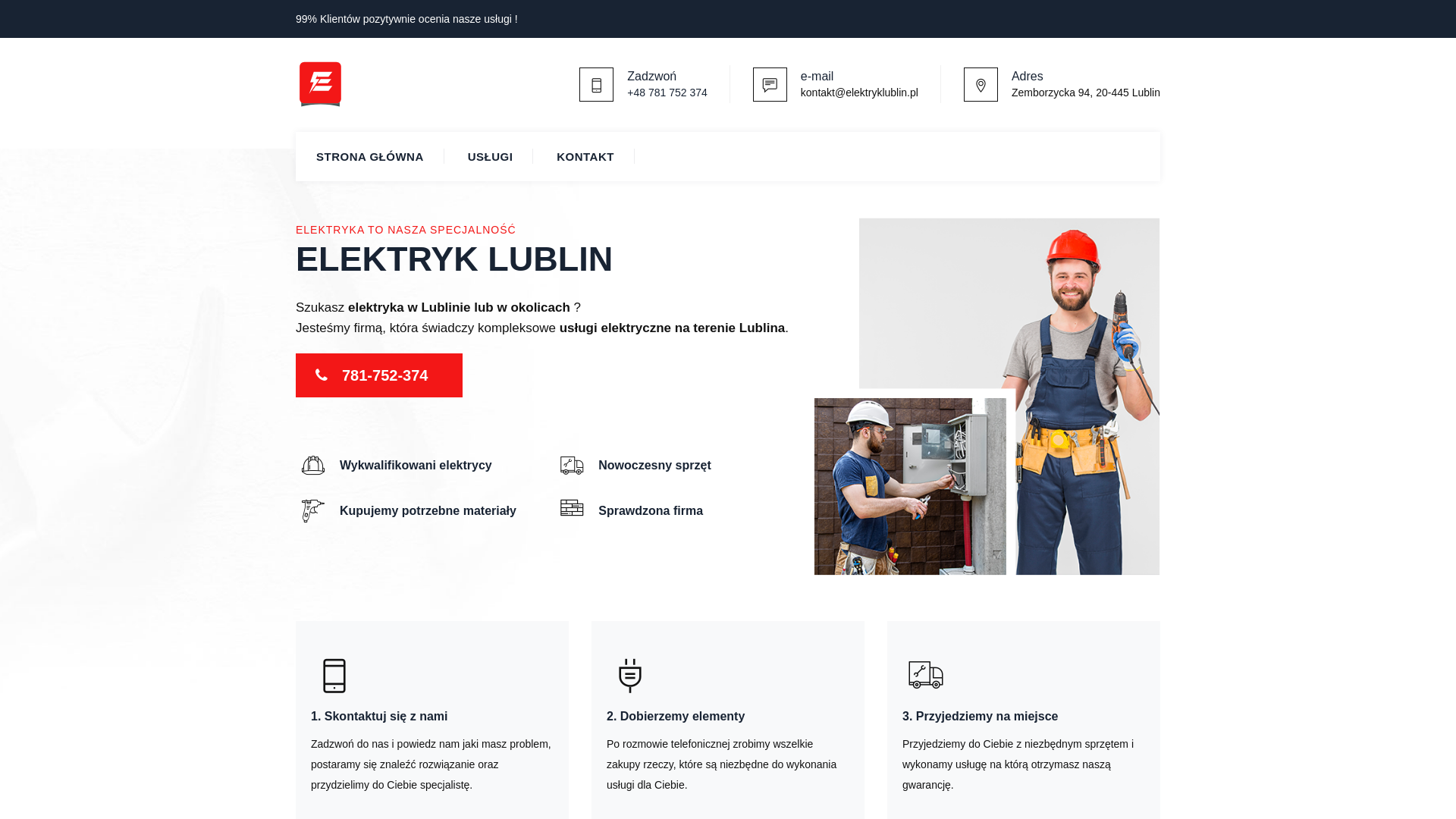 website screenshot of https://lublinelektryk.pl