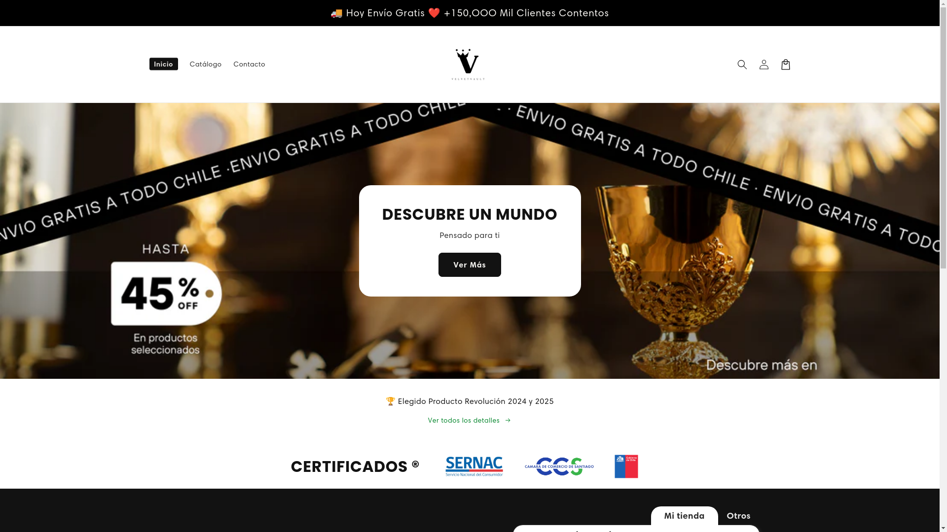 website screenshot of https://velvetvaultcl.com/