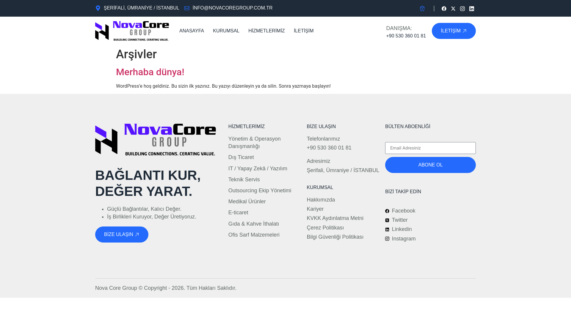 website screenshot of https://novacoregroup.com.tr/