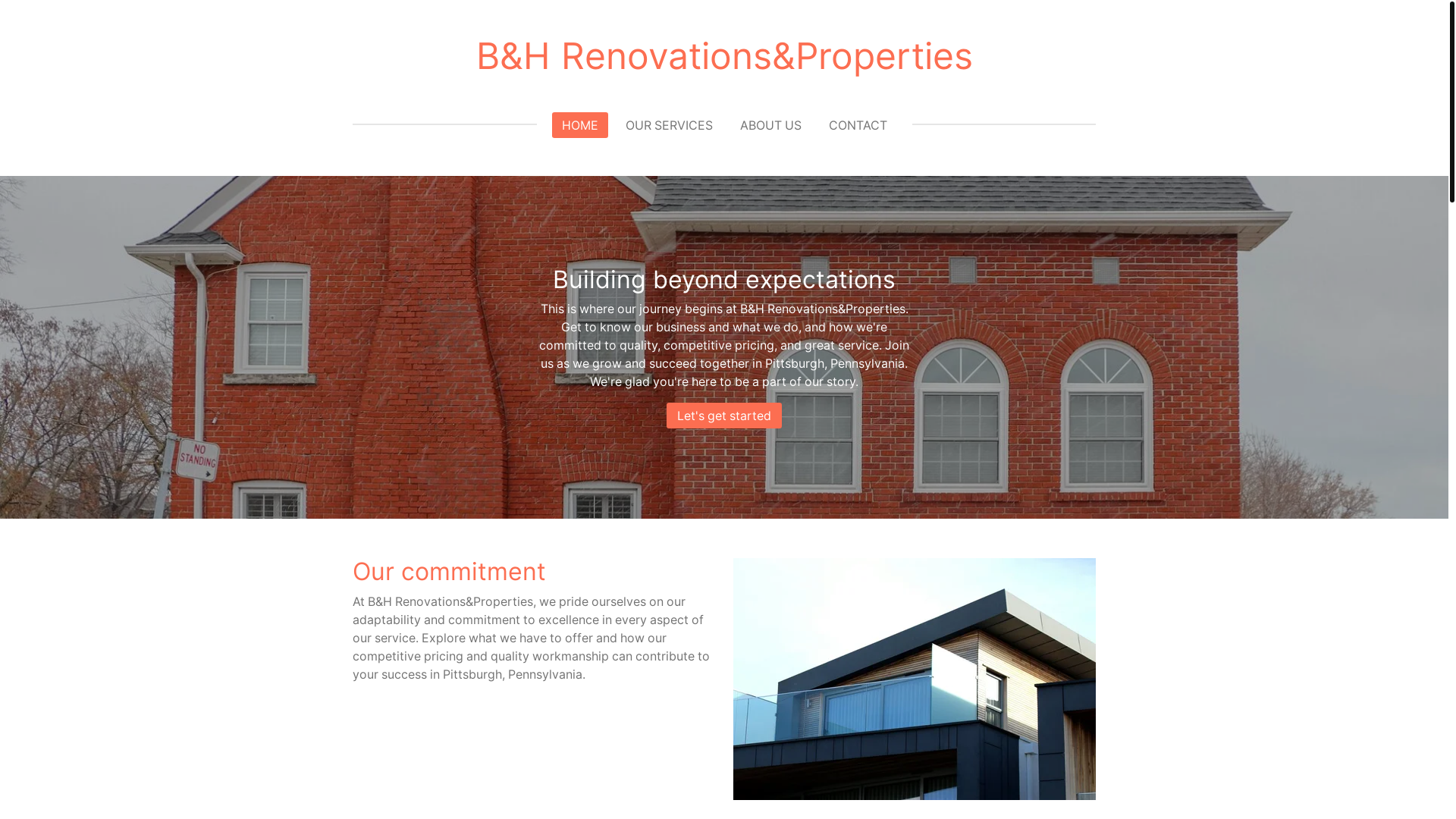 website screenshot of https://b-h-renovations-properties.com/