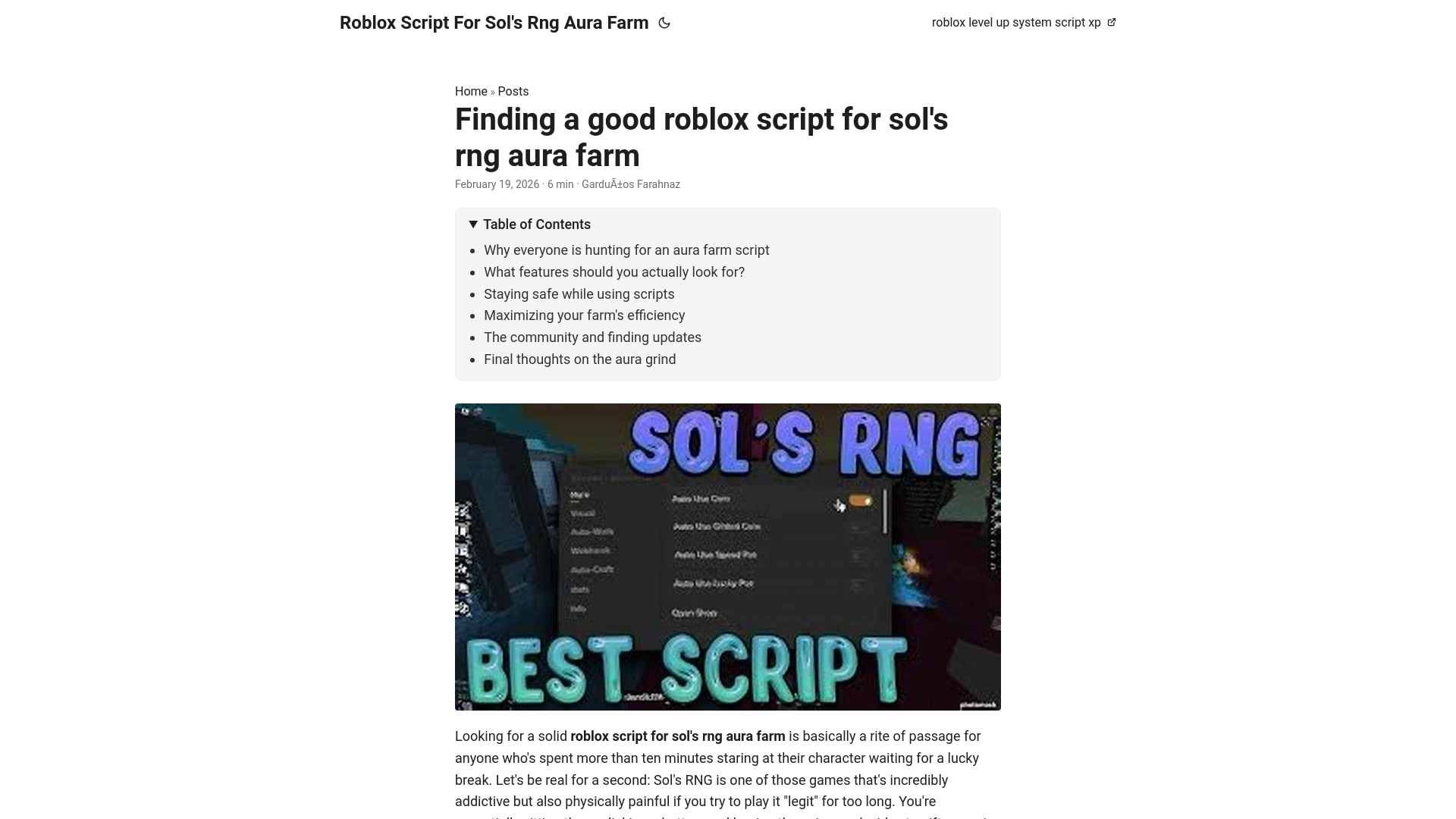 website screenshot of https://roblox-script-for-sols-rng-aura-farm.pages.dev/
