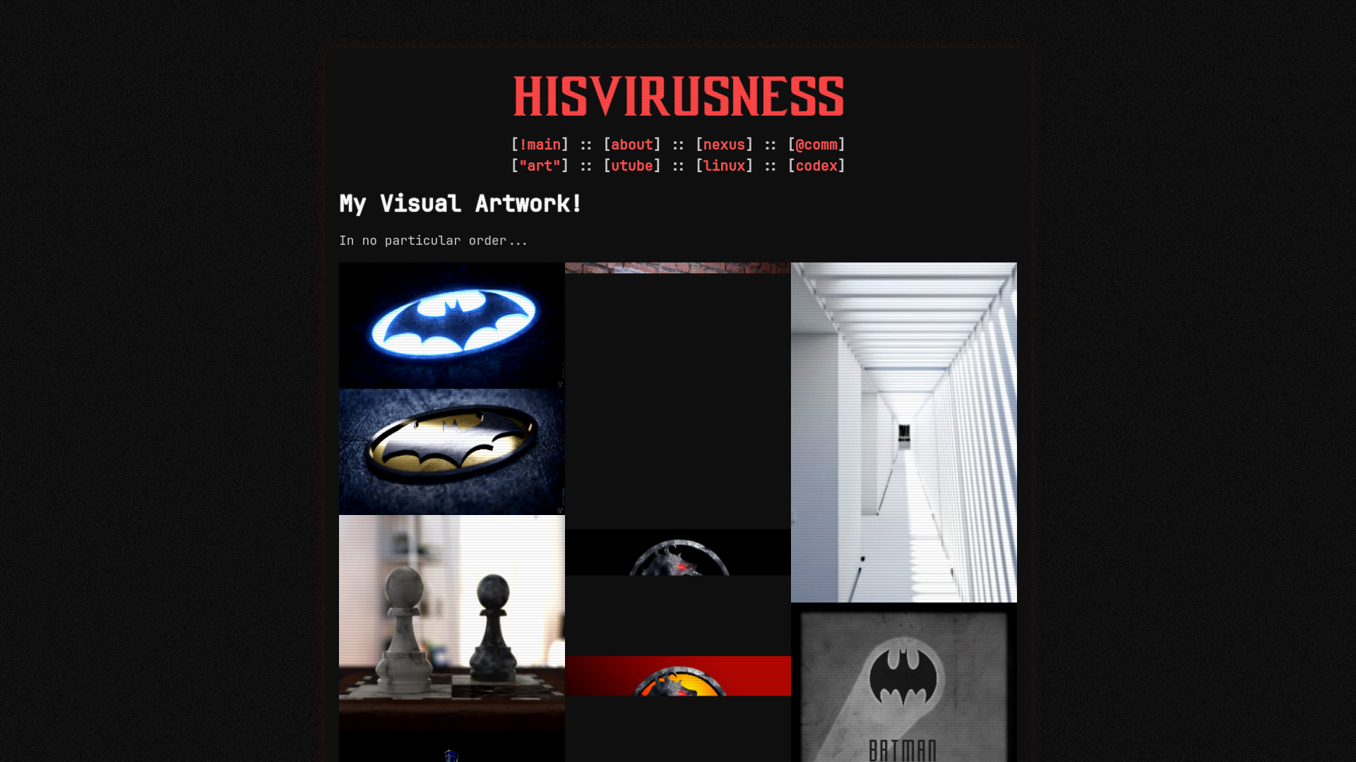 website screenshot of https://hisvirusness.com/art