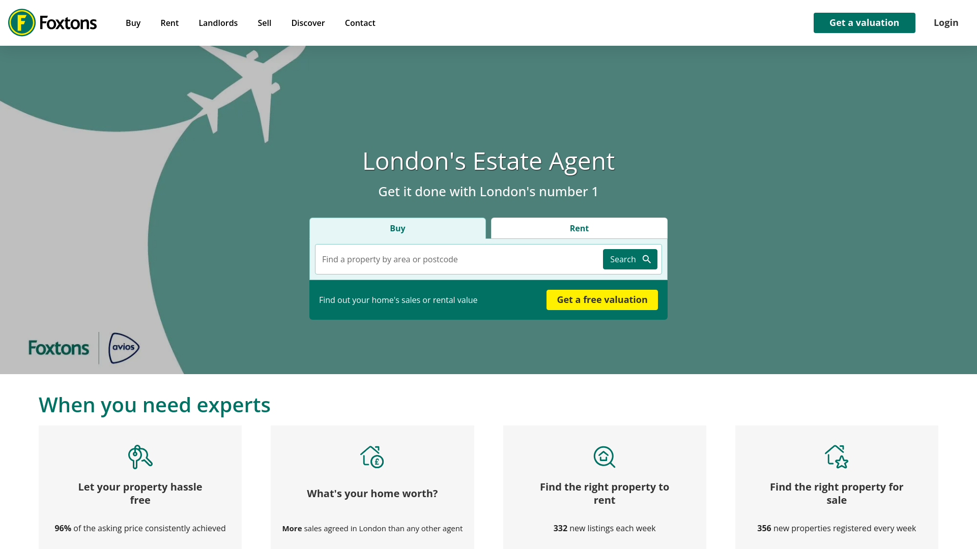 website screenshot of https://www.foxtons.co.uk/