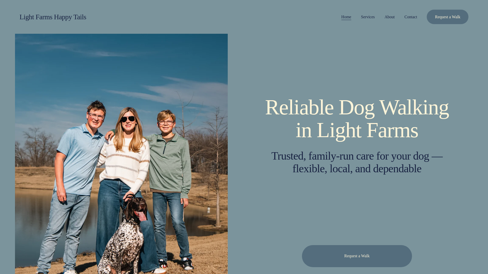 website screenshot of https://lightfarmshappytails.com/