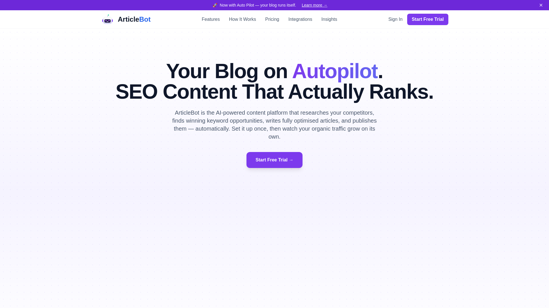 website screenshot of https://articlebot.io/
