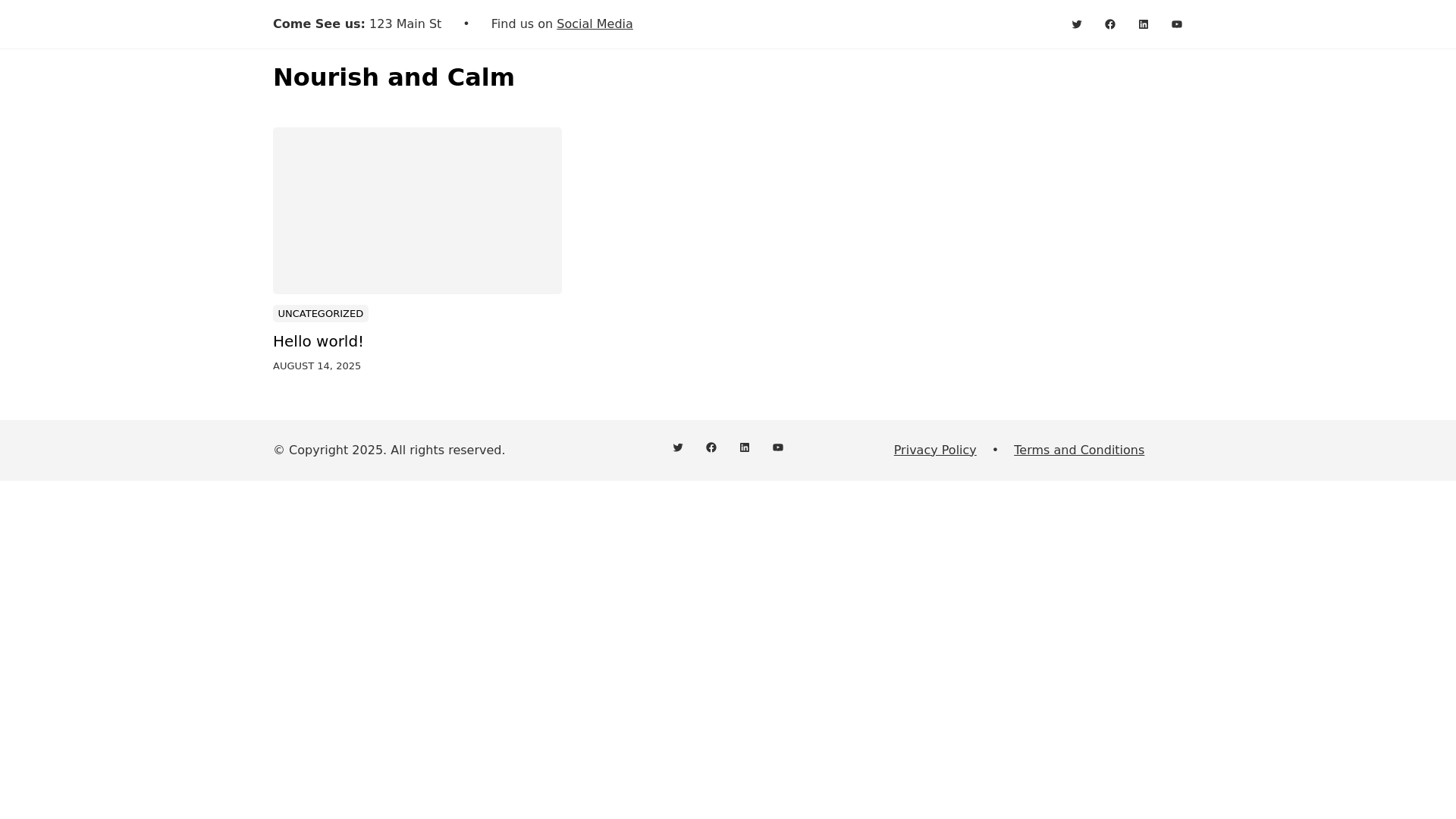 website screenshot of https://nourishandcalm.blog/