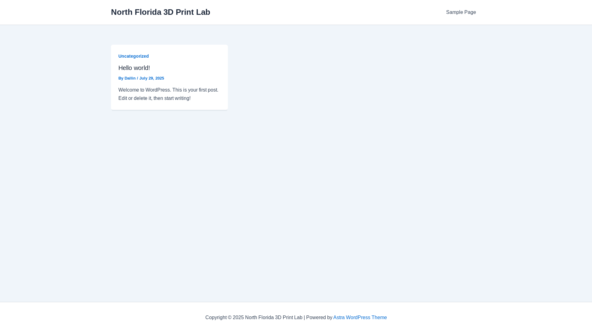 website screenshot of https://northflorida3dprintlab.com/