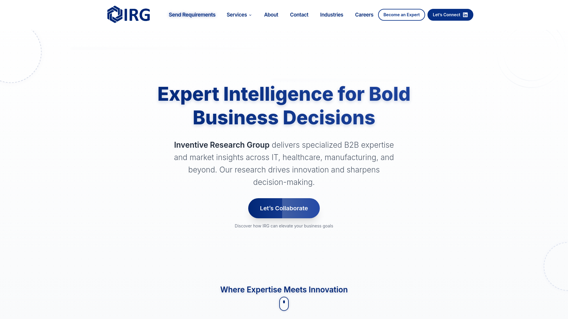 website screenshot of https://irgmarketinsights.com