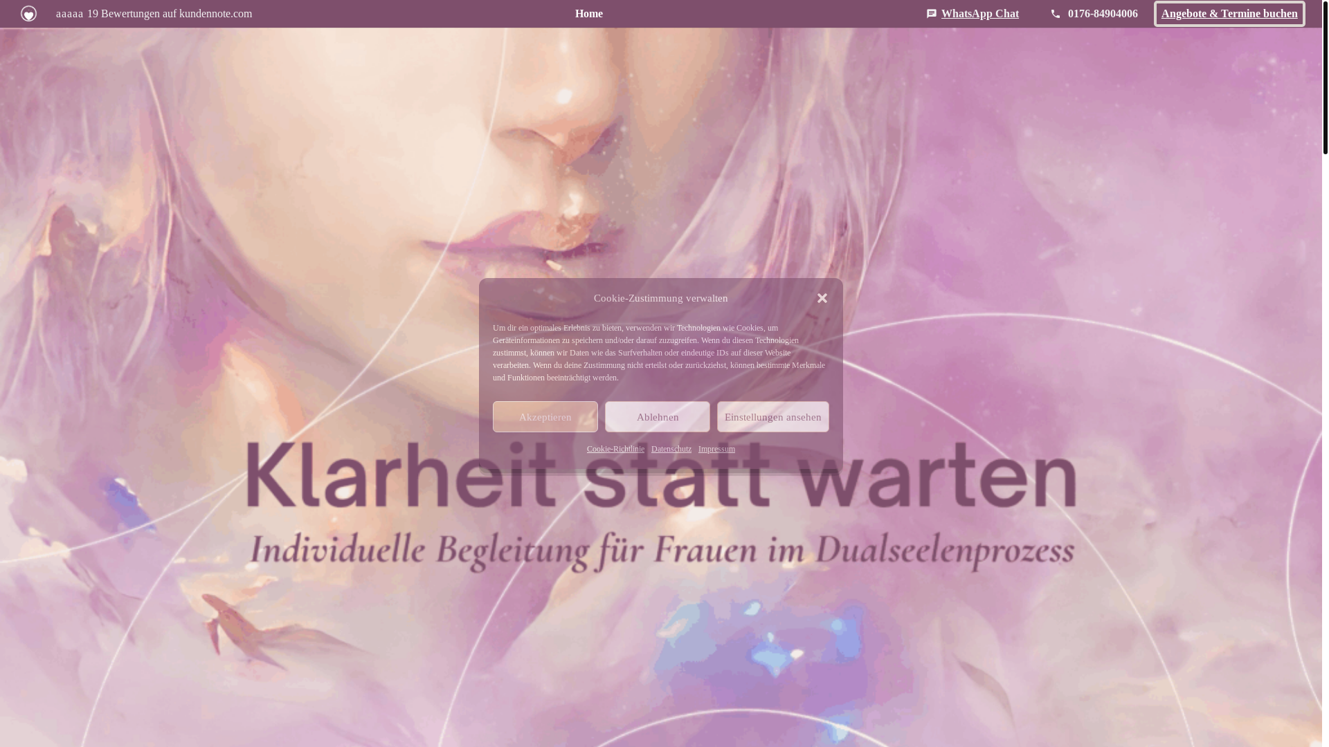 website screenshot of https://dualseelenklarheit.de/
