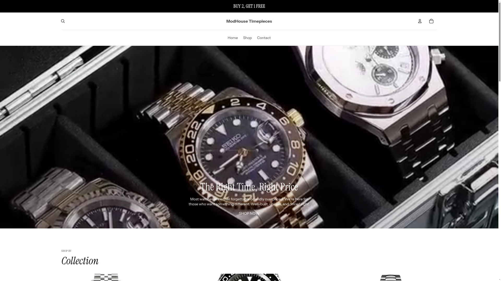 website screenshot of https://modhouse-watches.com/