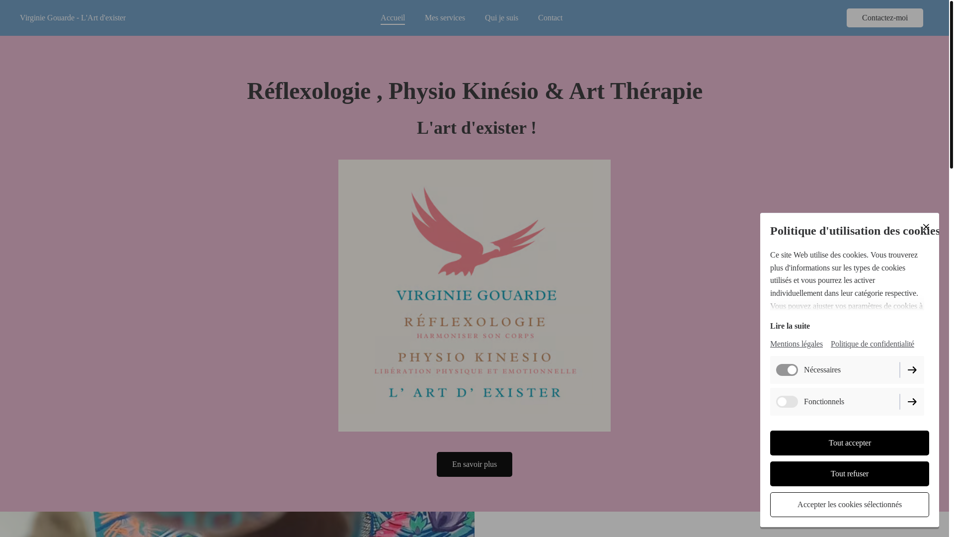 website screenshot of https://virginiegouarde-lartdexister.com/