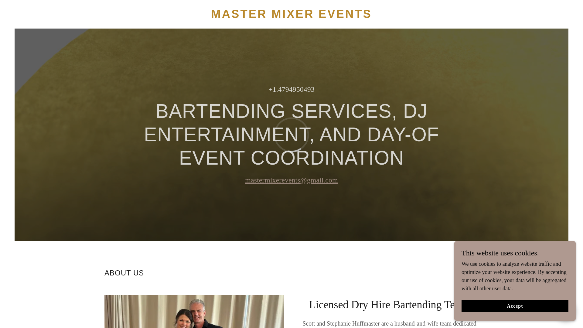 website screenshot of https://mastermixerevents.com