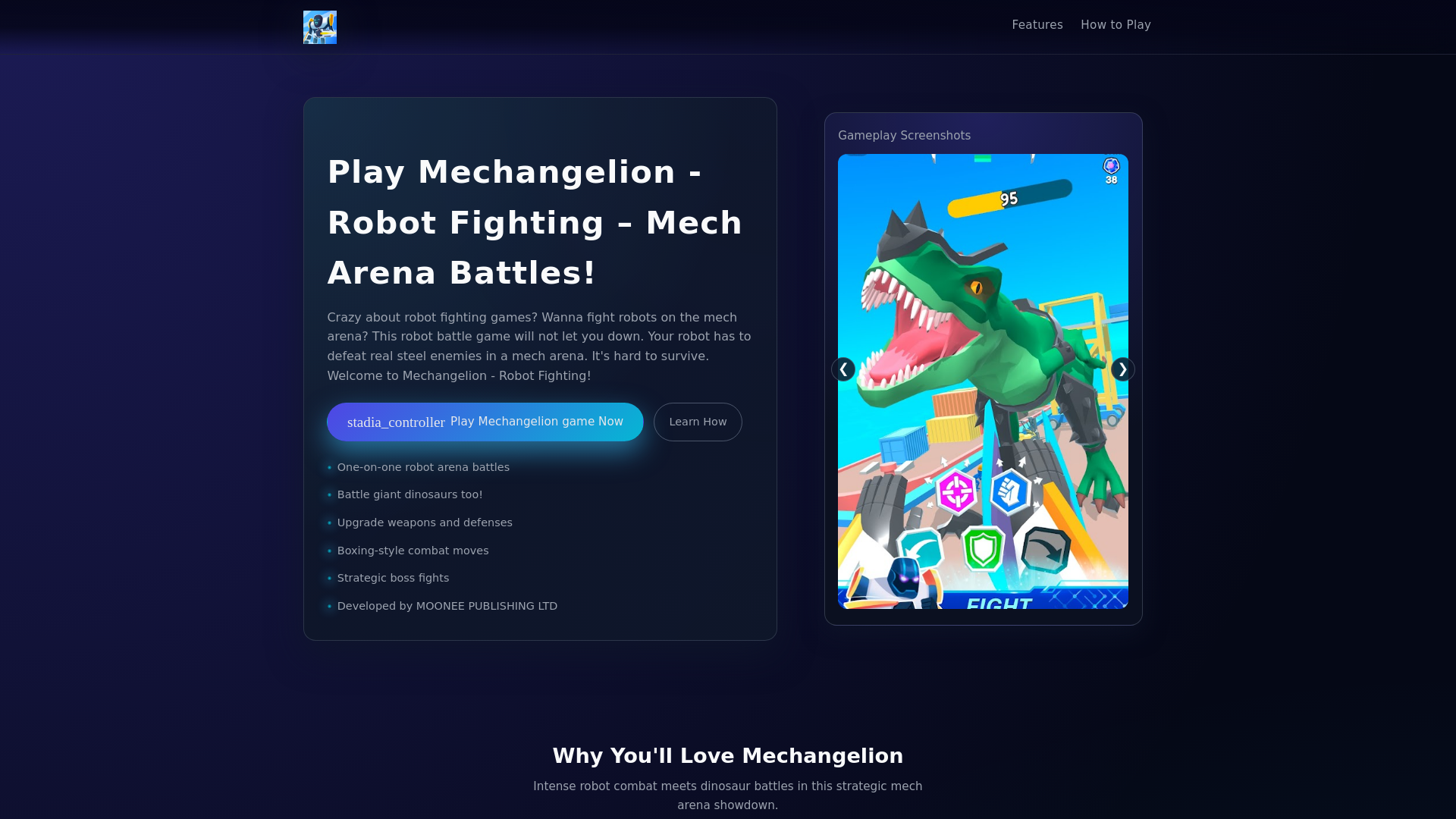 website screenshot of https://playmechangelion.pages.dev/