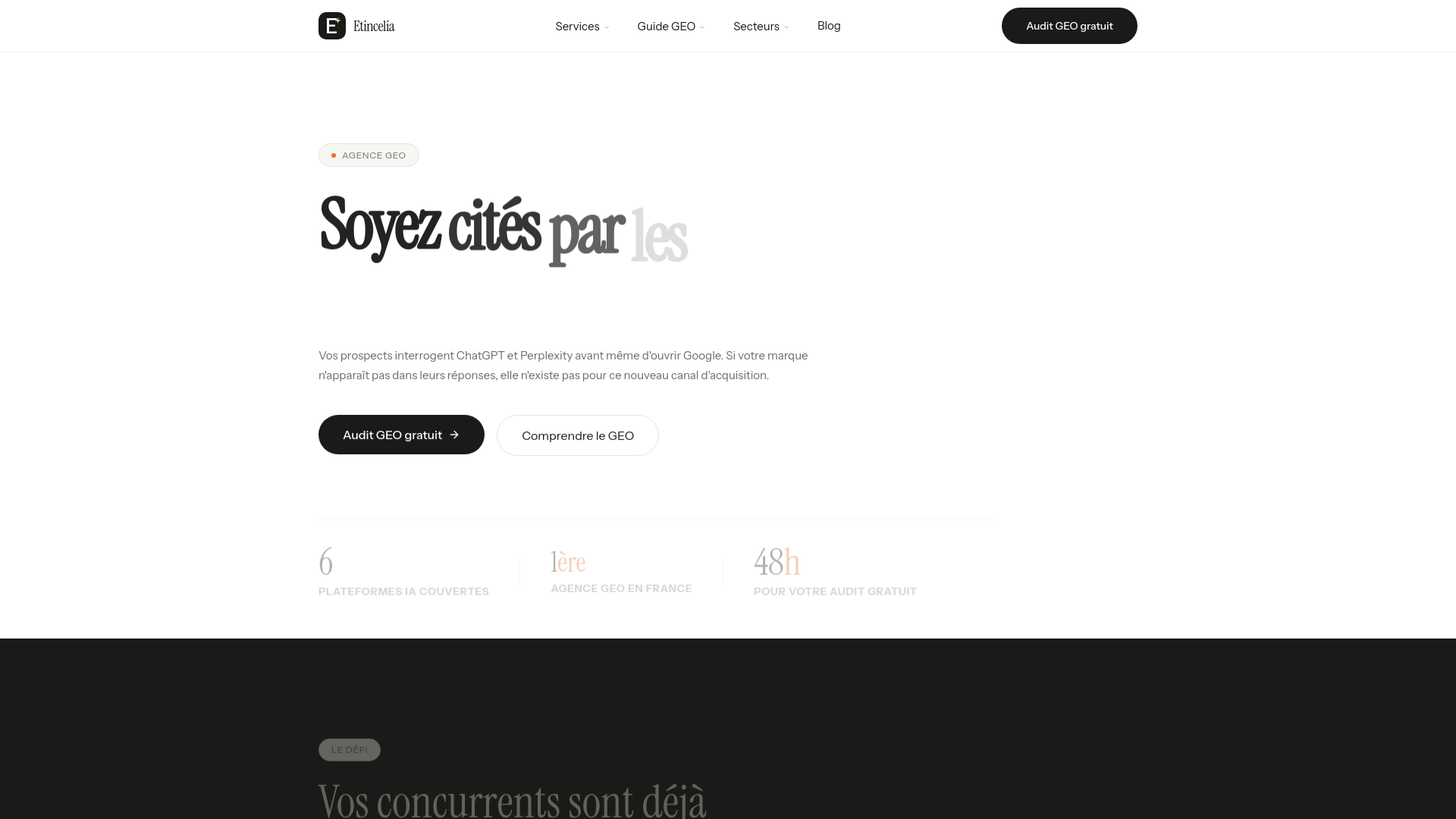 website screenshot of https://etincelia.pages.dev/